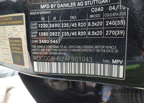 2010 Mercedes-Benz Glk 350 4Matic из США, поврежденный, VIN WDCGG8HB2AF501043